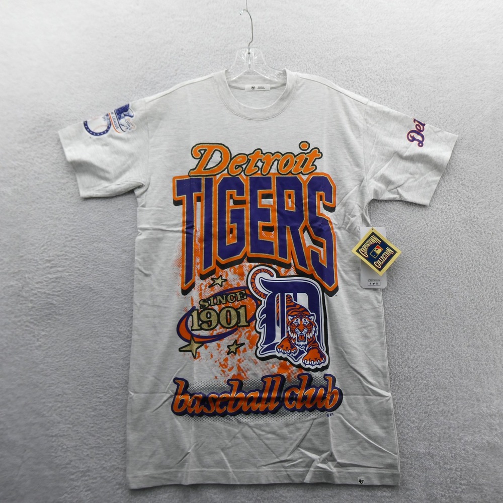 47 Brand Shirt Women Small Detroit Tigers Grey Short Sleeve Oversized Cotton